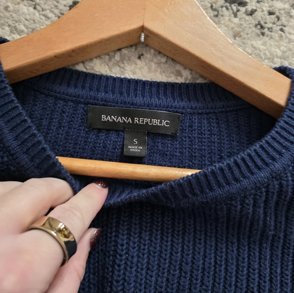 Banana Republic Knit Crewneck Sweater Cotton Blend Preppy City Chic Womens S